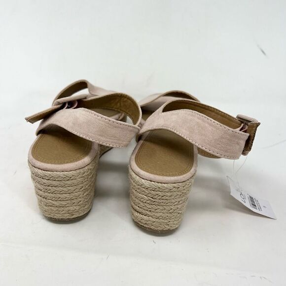 Loft Platform Sandals Women's 9 Beige Espadrille Ankle Buckle Straps New - Picture 2 of 8